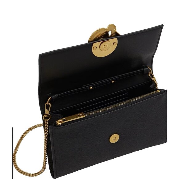Ted Baker London Kira Rose Clutch Brushed Gold Black Leather Shoulder Handbag - Picture 2 of 16